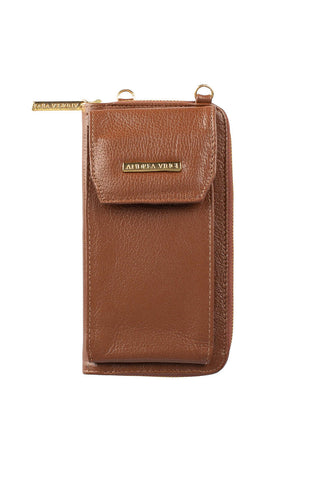 Carteira feminina de couro liso com alça Rafa 19x10,5cm - Enluaze - Bolsas, Mochilas e Acessórios em Couro Legítimo