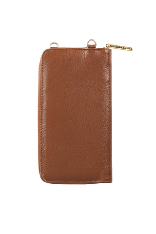 Carteira feminina de couro liso com alça Rafa 19x10,5cm - Enluaze - Bolsas, Mochilas e Acessórios em Couro Legítimo