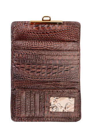 Carteira feminina de couro croco Kate 10,5x19,5cm - Enluaze - Bolsas e Mochilas em Couro Legítimo - Andrea Vinci