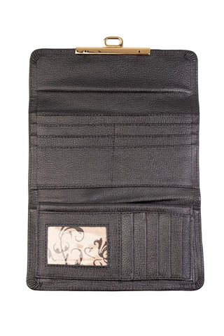 Carteira feminina de couro liso Kate 10,5x19,5cm - Enluaze - Bolsas e Mochilas em Couro Legítimo - Andrea Vinci