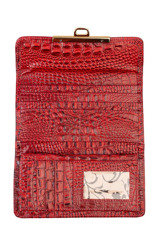 Carteira feminina de couro croco Kate 10,5x19,5cm - Enluaze - Bolsas e Mochilas em Couro Legítimo - Andrea Vinci