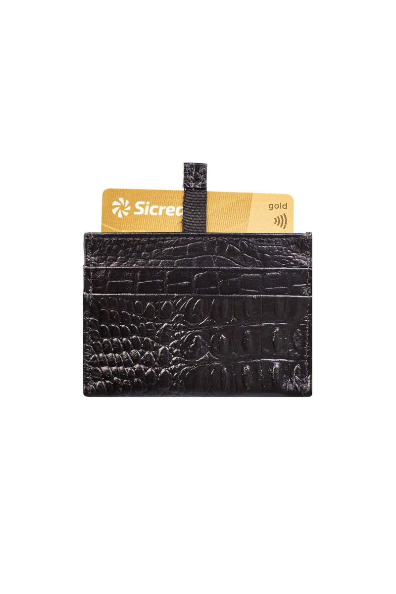 Porta cartões de couro croco Ianna 8x10cm