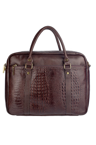 Pasta executiva grande de couro croco Scarlet - Enluaze - Bolsas, Mochilas e Acessórios em Couro Legítimo