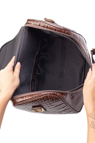 Frasqueira feminina de couro croco para viagem Roma - Enluaze - Bolsas, Mochilas e Acessórios em Couro Legítimo