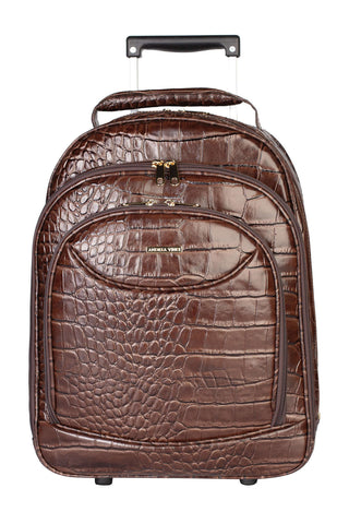 Mochila de carrinho feminina em couro croco Veneza - Enluaze - Bolsas, Mochilas e Acessórios em Couro Legítimo