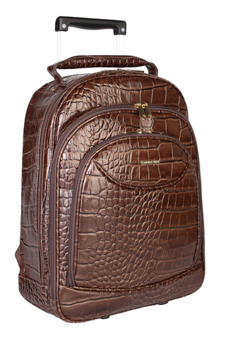 Mochila de carrinho feminina em couro croco Veneza - Enluaze - Bolsas, Mochilas e Acessórios em Couro Legítimo