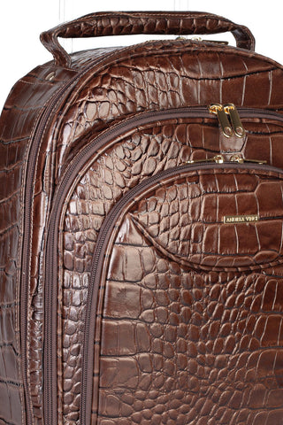 Mochila de carrinho feminina em couro croco Veneza - Enluaze - Bolsas, Mochilas e Acessórios em Couro Legítimo