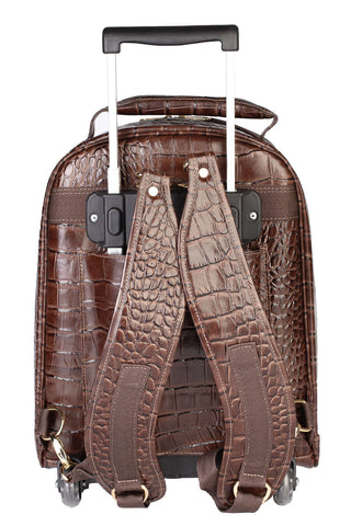 Mochila de carrinho feminina em couro croco Veneza - Enluaze - Bolsas, Mochilas e Acessórios em Couro Legítimo