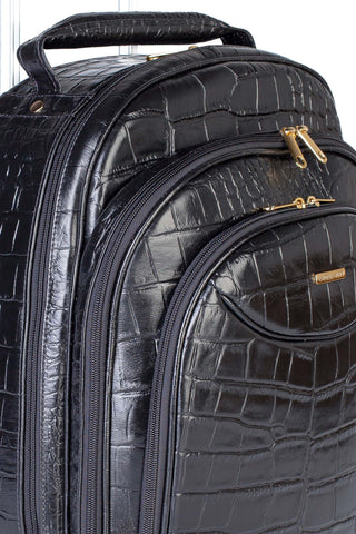 Mochila de carrinho feminina em couro croco Veneza - Enluaze - Bolsas, Mochilas e Acessórios em Couro Legítimo