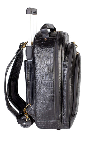 Mochila de carrinho feminina em couro croco Veneza - Enluaze - Bolsas, Mochilas e Acessórios em Couro Legítimo