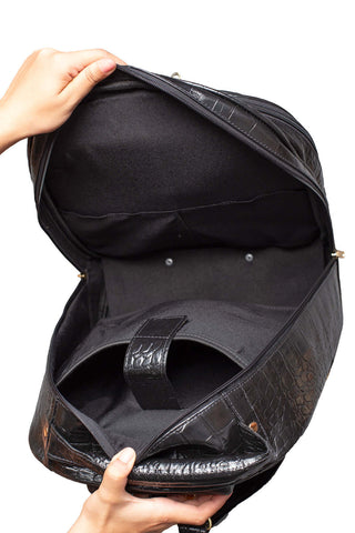 Mochila de carrinho feminina em couro croco Veneza - Enluaze - Bolsas, Mochilas e Acessórios em Couro Legítimo