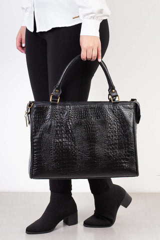 Pasta feminina de couro croco Esther - Enluaze - Bolsas, Mochilas e Acessórios em Couro Legítimo