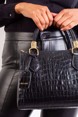 Bolsa baú de couro croco Andressa - Enluaze - Bolsas, Mochilas e Acessórios em Couro Legítimo