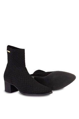 Bota de malha feminina com salto 2322 - Enluaze - Bolsas, Mochilas e Acessórios em Couro Legítimo