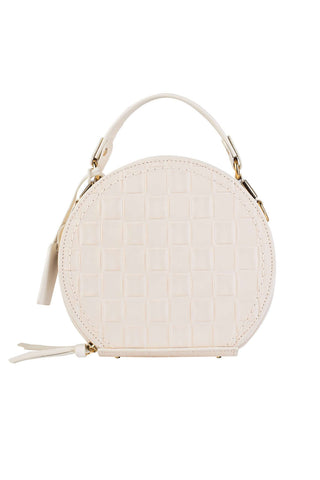 Mini bolsa redonda de couro tramado Renata - Enluaze - Bolsas, Mochilas e Acessórios em Couro Legítimo