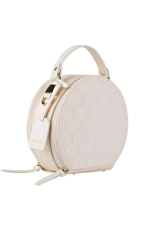 Mini bolsa redonda de couro tramado Renata - Enluaze - Bolsas, Mochilas e Acessórios em Couro Legítimo