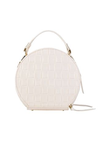 Mini bolsa redonda de couro tramado Renata - Enluaze - Bolsas, Mochilas e Acessórios em Couro Legítimo