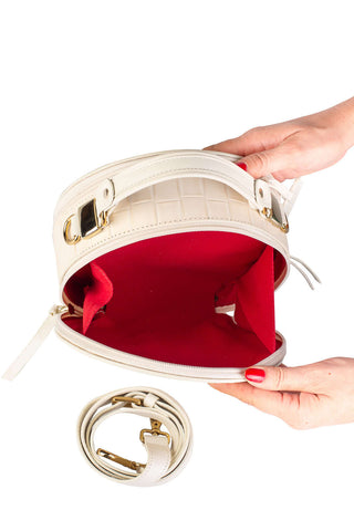 Mini bolsa redonda de couro tramado Renata - Enluaze - Bolsas, Mochilas e Acessórios em Couro Legítimo