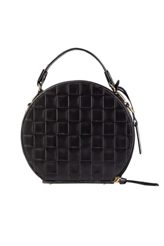 Mini bolsa redonda de couro tramado Renata - Enluaze - Bolsas, Mochilas e Acessórios em Couro Legítimo