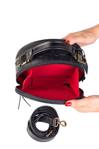 Mini bolsa redonda de couro tramado Renata - Enluaze - Bolsas, Mochilas e Acessórios em Couro Legítimo