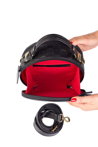 Mini bolsa redonda de couro tramado Renata - Enluaze - Bolsas, Mochilas e Acessórios em Couro Legítimo