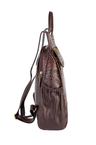 Mochila antifurto de couro croco Suelen - Enluaze - Bolsas, Mochilas e Acessórios em Couro Legítimo