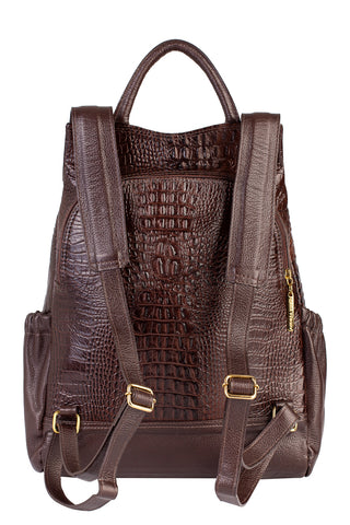 Mochila antifurto de couro croco Suelen - Enluaze - Bolsas, Mochilas e Acessórios em Couro Legítimo