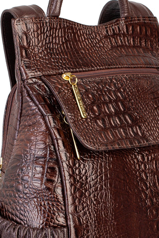 Mochila antifurto de couro croco Suelen - Enluaze - Bolsas, Mochilas e Acessórios em Couro Legítimo