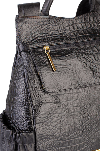 Mochila antifurto de couro croco Suelen - Enluaze - Bolsas, Mochilas e Acessórios em Couro Legítimo