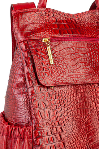 Mochila antifurto de couro croco Suelen - Enluaze - Bolsas, Mochilas e Acessórios em Couro Legítimo