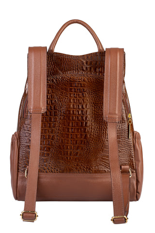 Mochila antifurto de couro croco Suelen - Enluaze - Bolsas, Mochilas e Acessórios em Couro Legítimo