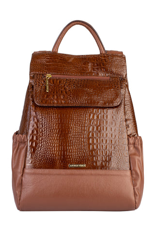 Mochila antifurto de couro croco Suelen - Enluaze - Bolsas, Mochilas e Acessórios em Couro Legítimo