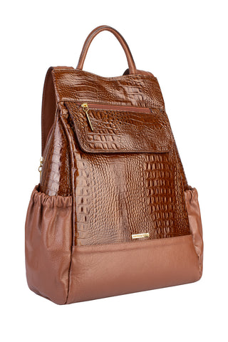 Mochila antifurto de couro croco Suelen - Enluaze - Bolsas, Mochilas e Acessórios em Couro Legítimo