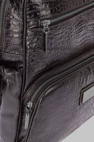 Mochila grande de couro croco grafite Zooey - Enluaze - Bolsas, Mochilas e Acessórios em Couro Legítimo