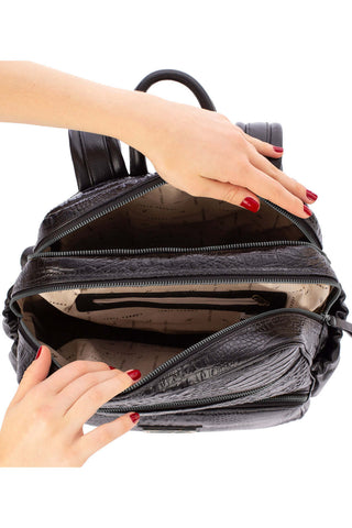 Mochila grande de couro croco grafite Zooey - Enluaze - Bolsas, Mochilas e Acessórios em Couro Legítimo