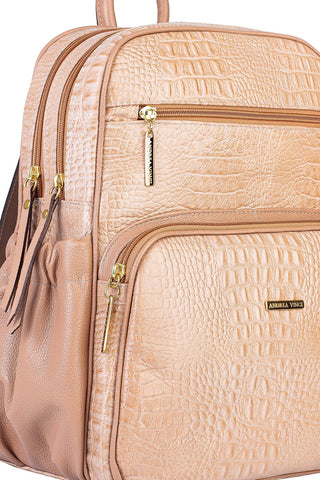 Mochila feminina de couro croco Zaya - Enluaze - Bolsas, Mochilas e Acessórios em Couro Legítimo