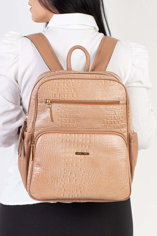 Mochila feminina de couro croco Zaya - Enluaze - Bolsas, Mochilas e Acessórios em Couro Legítimo