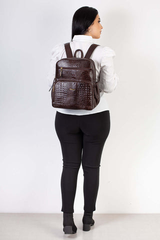 Mochila feminina de couro croco Zaya - Enluaze - Bolsas, Mochilas e Acessórios em Couro Legítimo