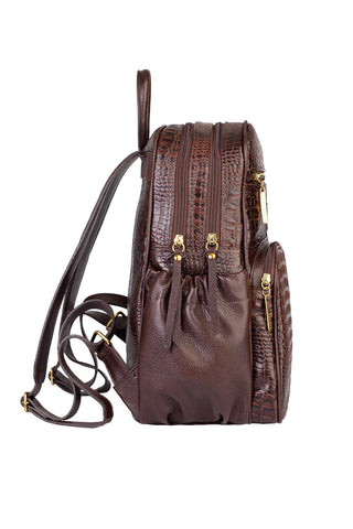 Mochila feminina de couro croco Zaya - Enluaze - Bolsas, Mochilas e Acessórios em Couro Legítimo