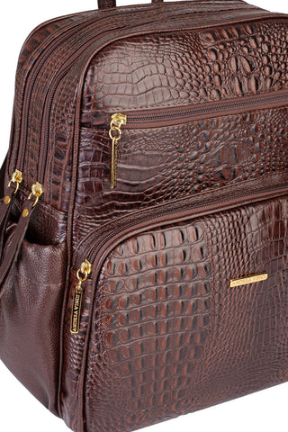 Mochila feminina de couro croco Zaya - Enluaze - Bolsas, Mochilas e Acessórios em Couro Legítimo