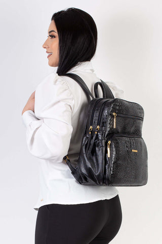 Mochila feminina de couro croco Zaya - Enluaze - Bolsas, Mochilas e Acessórios em Couro Legítimo