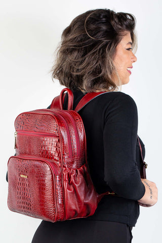 Mochila feminina de couro croco Zaya - Enluaze - Bolsas, Mochilas e Acessórios em Couro Legítimo
