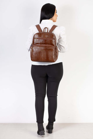 Mochila feminina de couro croco Zaya - Enluaze - Bolsas, Mochilas e Acessórios em Couro Legítimo
