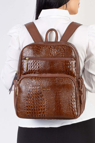 Mochila feminina de couro croco Zaya - Enluaze - Bolsas, Mochilas e Acessórios em Couro Legítimo