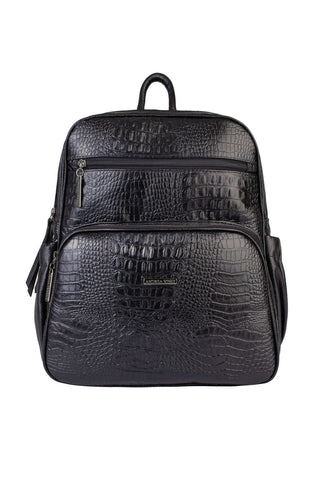 Mochila feminina de couro croco grafite Zaya - Enluaze - Bolsas, Mochilas e Acessórios em Couro Legítimo