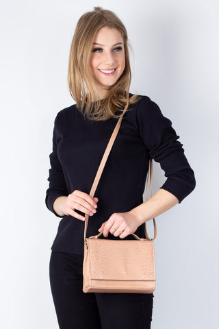 Bolsa pequena transversal de couro croco Deise - Enluaze - Bolsas, Mochilas e Acessórios em Couro Legítimo