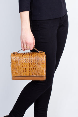 Bolsa pequena transversal de couro croco Deise - Enluaze - Bolsas, Mochilas e Acessórios em Couro Legítimo