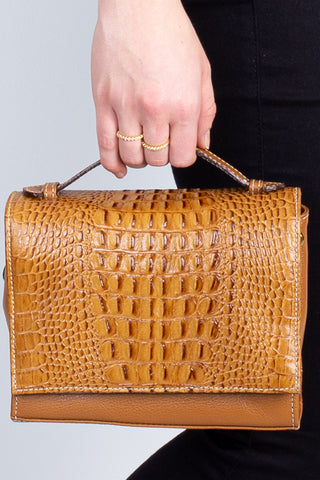 Bolsa pequena transversal de couro croco Deise - Enluaze - Bolsas, Mochilas e Acessórios em Couro Legítimo