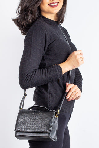 Bolsa pequena transversal de couro croco Deise - Enluaze - Bolsas, Mochilas e Acessórios em Couro Legítimo