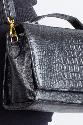 Bolsa pequena transversal de couro croco Deise - Enluaze - Bolsas, Mochilas e Acessórios em Couro Legítimo